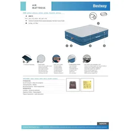 BESTWAY Luftbett Snugable Top mit integrierter Elektropumpe Double XL/Mid 203 x 152 x 46 cm