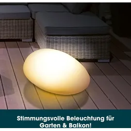 EasyMaxx Solarleuchte Stein 3,7 V inkl. Erdspieß Dämmerungssensor weiß