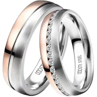 Trauring »Schmuck Geschenk Edelstahl Trauring Ehering Partnerring LIEBE«, wahlweise mit oder ohne Zirkonia, 63103047-52 edelstahlfarben-roségoldfarben ohne Zirkonia