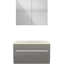 AcquaVapore Badmöbel Set Gently 3 V1 Weiß/Grau MDF Waschtisch 70cm NEIN ohne LED-Beleuchtung