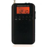 HRD-104 Portable AM ??/ FM Stereo Radio Tasche 2-Band Digital Tuning Radio Mini-Empf?nger Outdoor-Radio mit Kopfh?rer Lanyard 1,3 Zoll LCD-Display - Schwarz