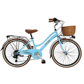 biciclette canellini Dolce Vita by Canellini JUNIOR Fahrrad Citybike Madchen mit Korb - Hellblau 24" - Hellblau