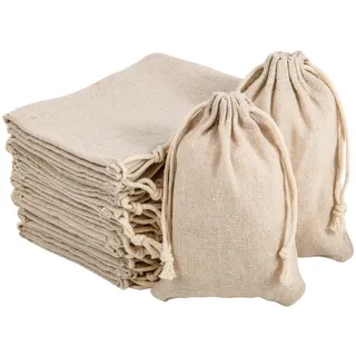 packra Baumwollsäckchen 30 Stück, Geschenktüten Baumwoll Säckchen Klein 10x14cm, Leinensäckchen Stoffbeutel klein, Jutesäckchen für Schmuck Hochzeit Weihnachten Party