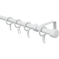 GARDINIA Gardinenstangen Set Cap 1-läufig Ø 16 mm 240 cm weiß