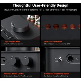fosi-audio Fosi Audio GR70 – Röhren-Kopfhörerverstärker / Hi-Fi-Vorverstärker – RCA-Eingang – Schwarz