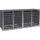 Zelsius Mülltonnenbox-Set für vier Mülltonnen Anthrazit RAL 7016 Edelstahl Müllbox