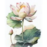 TISHIRON Lotus Malen nach Zahlen Erwachsene, Blühende Blüten Malen nach Zahlen, Malen nach Zahlen de Pinsel und Acrylfarbe, 16X20 Inch Flammen Blumen Malen nach Zahlen Erwachsene Familie Freunde