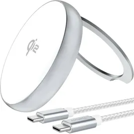 4smarts Qi2 Charger Kickstand mit Kabel 20cm, silber / weiß