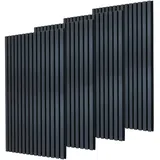 Dalsys 4x Akustikpaneele Holz 120x60cm Eiche Schwarz mit Lamellen, Wandpaneele Holz für Schallschutz in Büro- & Wohnräumen, Akustik Paneele Wand, 3D Wandverkleidung innen, Holzpaneele Wand