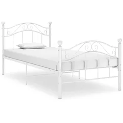 Bett Weiß Metall 90x200 cm