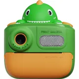 K64 Kinderkamera,Kinder-Druckkamera, Thermodrucker, Multifunktionskamera, 48 MP , geeignet für Kinder ab 3 Jahren, Grüner Dinosaurier