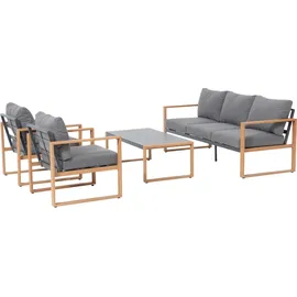 Primaster Gartenmöbel-Set Marbella Aluminium in Holzoptik