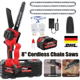 Day Plus - Neu Akku-Kettensäge Elektro Kettensägen 8inch Handkettensäge mit Ladegerät Akku