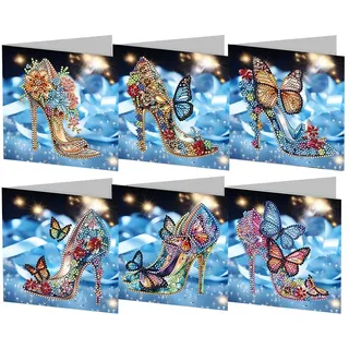 Generish Weihnachtskarten Set,Diamond Painting Weihnachtskarten,6er Set Grußkarten Weihnachten, Klappkarten Frohe Weihnachten mit Umschlägen,Merry Christmas Geschenk Weihnachtsgrüße Dankeschön Karte