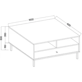 Selsey Couchtisch mit Schublade ¦ grau ¦ Maße (cm): B: 65 H: 50