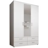 SchlafKONTOR SPAZIO Weiß Schlafzimmerschrank mit spiegel), weiß