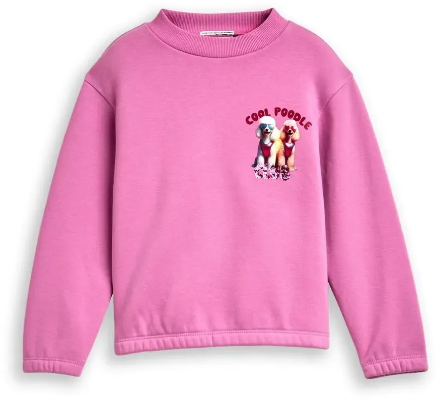 TOM TAILOR Mädchen Cropped Sweatshirt mit Wendepailletten, rosa, Uni, Gr. 104/110
