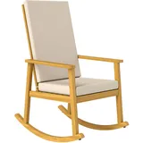 Outsunny Schaukelstuhl aus Akazienholz Schaukelsessel mit hoher Rückenlehne Kissen, Gartenstuhl bis 160 kg Outdoor Relaxstuhl Schwingsessel für Garten Balkon Hof Terrasse 60 x 89 x 107 cm Beige