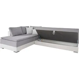 otto home Ecksofa OTTO HOME "Night & Day L-Form, B: 324 cm", grau (hellgrau), B:324cm H:95cm T:218cm, Struktur ( 100% Polyester);Luxus-Microfaser (100% Polyester), Sofas, Ecksofa, mit Bettfunktion, Bettkasten & 3 Zierkissen, Boxspringbett 180x200 cm, Topseller