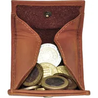 Benthill Kleine Münzbörse Leder | Minibörse für Münzen | Echt Leder Mini Kleingeldschütte | Wiener Schachtel | Münzbeutel - Braun