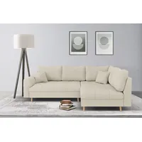 Ecksofa HOME AFFAIRE "CHARRE incl. 3 Zierkissen" Sofas Gr. B/H/T: 231cm x 81cm x 161cm, Cord, Ottomane rechts, beige L-Form, feine Steppung, lose Rückenkissen, auch in Cord und Bouclé