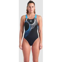 Badeanzug Damen arena Ripples V-Back - Black-turquoise - 34