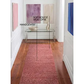 Ted Baker Kurzflor Teppich Portobello - Soft Bouclé Läufer, Handgewebt & Weich, Woll-Look, Schlingen Schlingen Teppichläufer Flauschig für Wohnzimmer, Schlafzimmer, Esszimmer – Dunkelpink, 80x200 cm