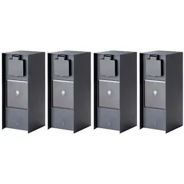 Novatool Gartensteckdose 4x Steckdosenverteiler 3-fach Anthrazit Steckdosenleiste, Montageplatte, Dübel Und Schrauben