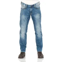Mustang Herren Jeans Oregon Used Blau Tiefer Bund Reißverschluss 30W /  34L