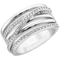 Giorgio Martello Milano Ring 6-reihig mit Zirkonia, Silber 925 Ringe Weiss Damen