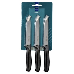 METRO Professional Universalmesser, Wellenschliffklinge, ergonomischen Griff, 130mm, schwarz, 3 Stück