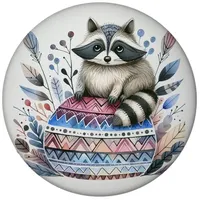 Speecheese Waschbär auf Buntem Ball Magnet rund mit Flaschenöffner