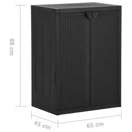 vidaXL Gartenschrank 0,65 x 0,45 x 0,88 m PP Rattan schwarz