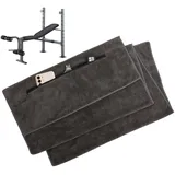 fitness handtuch 120x50cm – gym handtuch, sporthandtuch fitnessstudio – microfaser handtücher mit Reißverschlusstasche und Befestigungskapuze für Sport, Yoga, Entspannung und Outdoor-Einsätze (Grau)