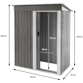 ML-Design Metall 76x184x150 cm Aufbewahrung & Schutzhüllen, Geräteschuppen