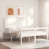 The Living Store Seniorenbett mit Kopfteil 140x190 cm Weiß Massivholz - Weiß