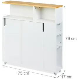 Relaxdays Nischenschrank Bad 79 x 75 x 17 cm Weiß/Natur