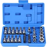 34-teiliges Torx-steckschlüssel-set (innen- Und Außen-torx) Mit S2-bits, Sechskant-torx-bit-steckschlüssel-set (3/8 Zoll, 10 Mm, T10–t60 5/16 Zoll, 8 Mm, T10–t55), Torx-set (3/8 Zoll, 10 Mm, E4–e20)