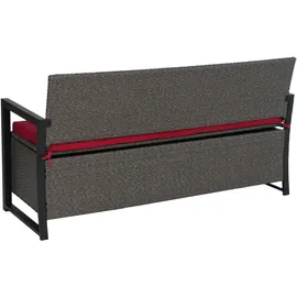 Mendler HWC-F39 3er Sitzbank 150 x 60 x 45 cm Grau/Rot