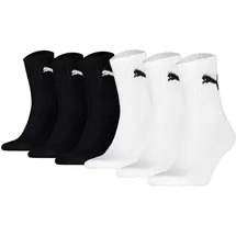 Puma Short Crew Tennissocken 6er Pack Weiß/Schwarz 39-42