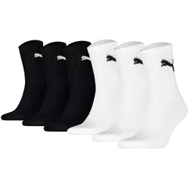 Puma Short Crew Tennissocken 6er Pack Weiß/Schwarz 39-42
