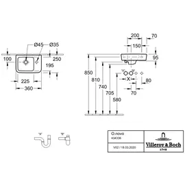 Villeroy & Boch O.novo Handwaschbecken 36 x 25 cm (43433601)