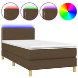 vidaXL Boxspringbett mit Matratze & LED Dunkelbraun 100x200 cm Stoff