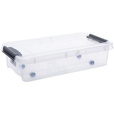 Plast Team Aufbewahrungsbox mit Deckel und QR-Code Stapelbar Transparent (31L Unterbettbox)