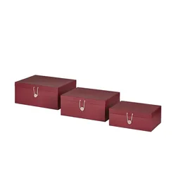 Aufbewahrungsboxen, 3er-Set , rot , Papier , Maße (cm): B: 33,2 H: 14,8 T: 25,2