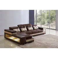 JVmoebel Ecksofa Elegante Leder-Sofagarnitur mit integrierter Beleuchtung, Made in Europa braun