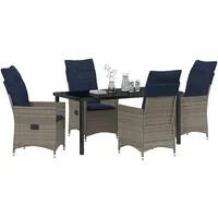 vidaXL Garten Essgruppe 5 pcs Grau Poly Rattan