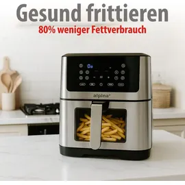 Alpina XXL - Heißluftfritteuse 8 Liter - Air Fryer mit digitalem Touchscreen - einstellbare Temp... - Silber