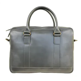 Buckle & Seam Everett Aktentasche Leder 38 cm Laptopfach grau