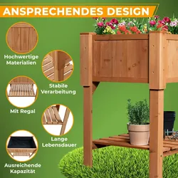 Mein-Regal Coemo Hochbeet Holz 120 x 60 x 90 cm mit Ablageboden Frühbeet Pflanztrog Bausatz für Gemüse, Kräuter in Garten, Terrasse und Balkon
